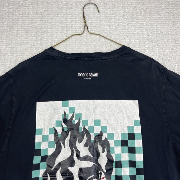 Roberto Cavalli Black ''Time Ravers'' Y2K Goth Graphic XL T-Shirt Italy Made - Picture 2 of 16